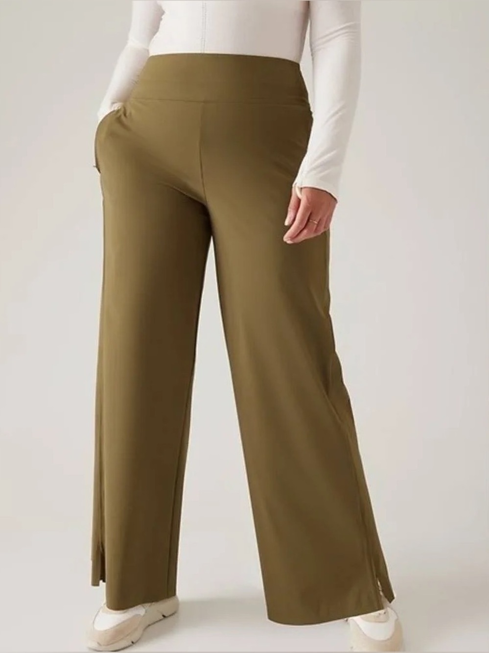 Athleta Cosmic Wide Leg Pant Size 12 Acacia Olive Green City Work Travel New